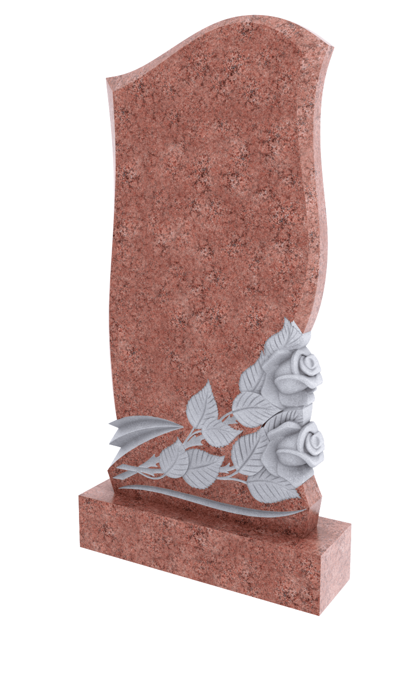 Памятник из красного гранита с розами 1186